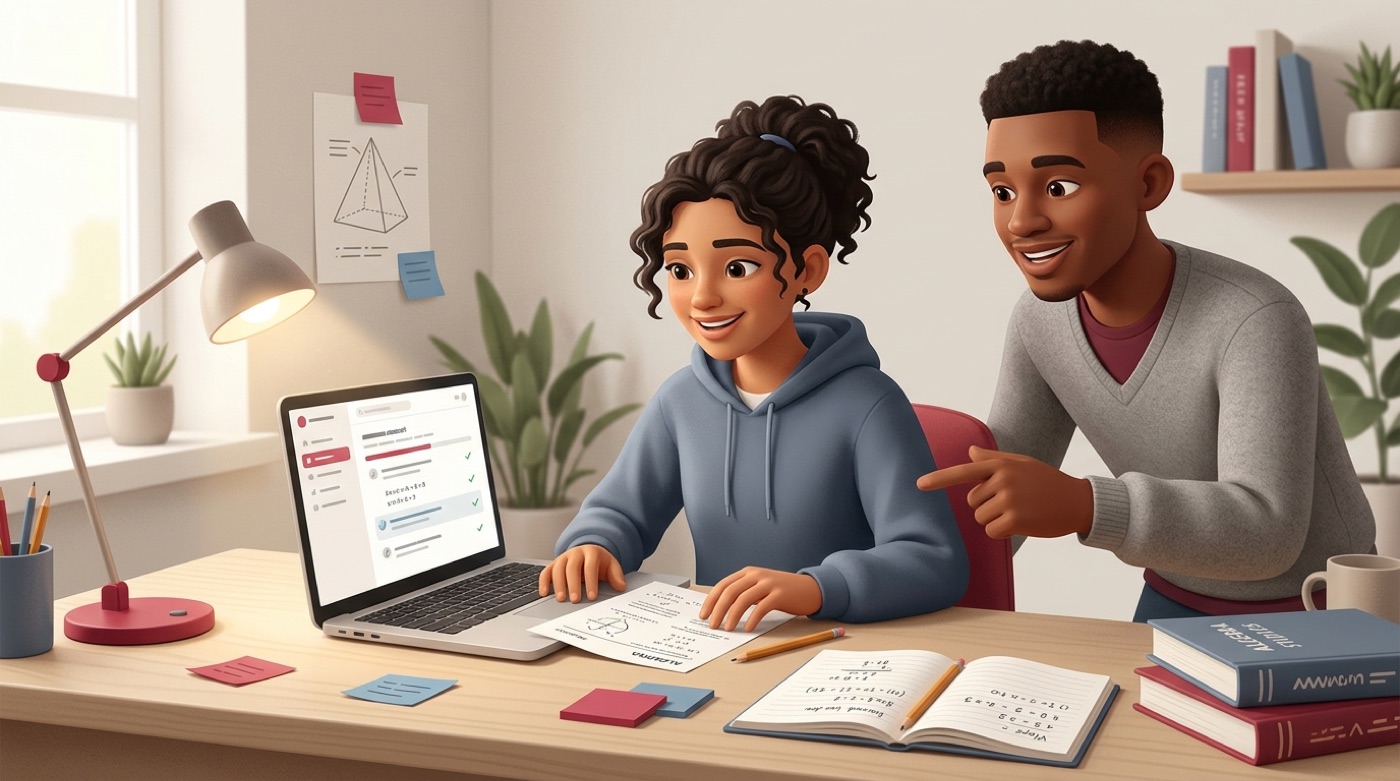 A student turning a stuck moment into clear step-by-step help with a homework AI